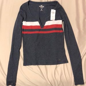 CUTE Hollister Slim Striped long sleeve Tee